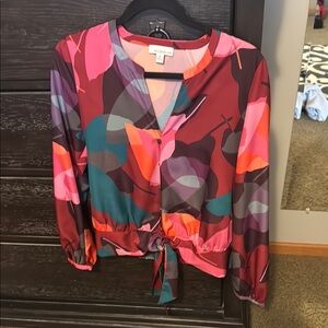 Allison Joy Colorful Abstract Blouse
